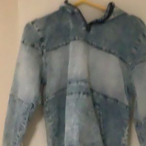 Denim half zip hoodie